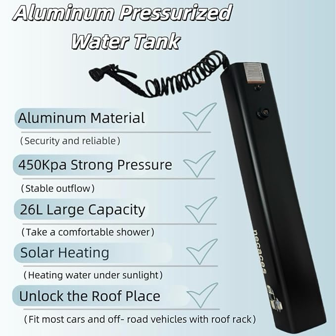 8Gallon Pressurized Water Tank, Portable Aluminum Camping Shower Water Storage - Image 4