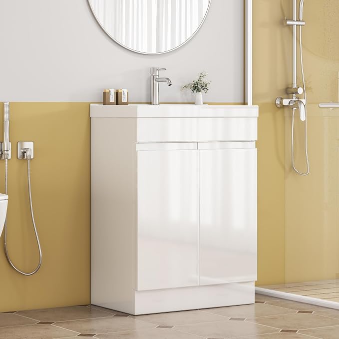 24-Inch Bathroom Vanity with Ceramic Sink Combo, Freestanding Modern Bathroom by MELAABUUHOME