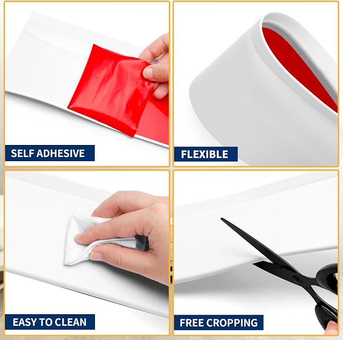 Flexible Baseboard Molding Trim 4 Inch Self-Adhesive Vinyl Wall Base Peel and - Image 3