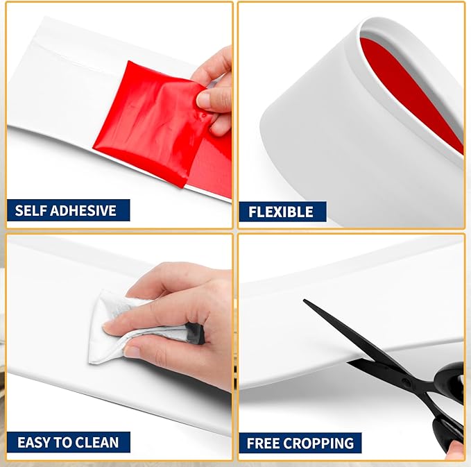 Flexible Baseboard Molding Trim 6 Inch Self-Adhesive Vinyl Wall Base Peel and - Image 3