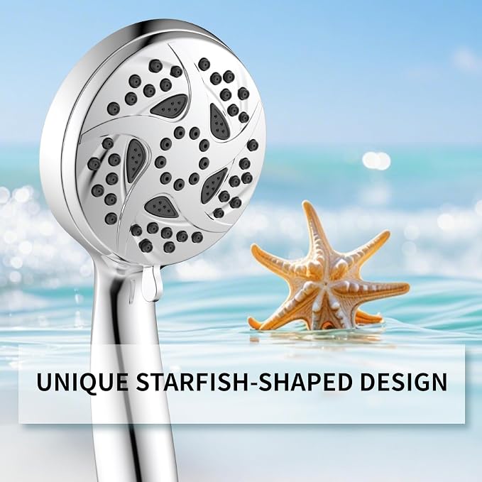 Hand Held Shower Head, High Pressure 6 Spray Mode Handheld Showerhead, Chrome - Image 9