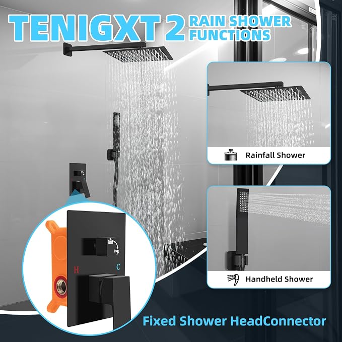Bathroom Shower Faucet Set，12 Inch Rain Shower Head - Image 2
