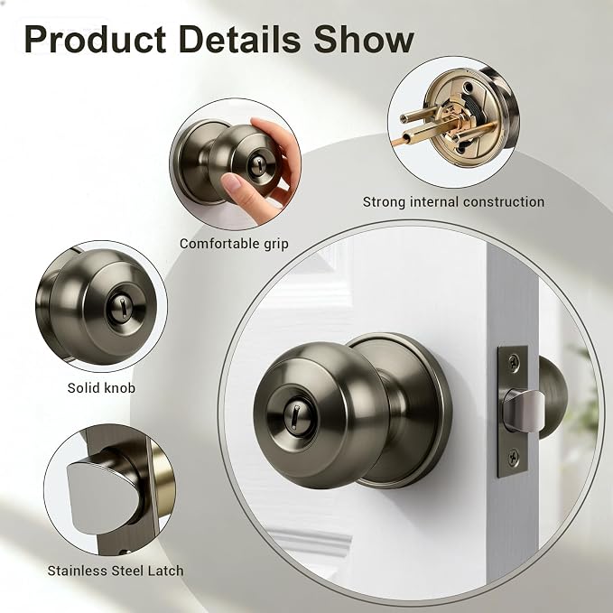 KNOBWELL 10 Pack Privacy Door Knob - Image 6