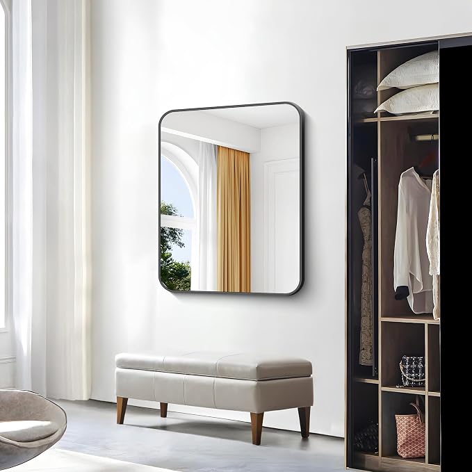 BONEWEI 30x36 inch Bathroom Mirror, Wall Mounted Bathroom Frame Vanity Mirror - Image 3