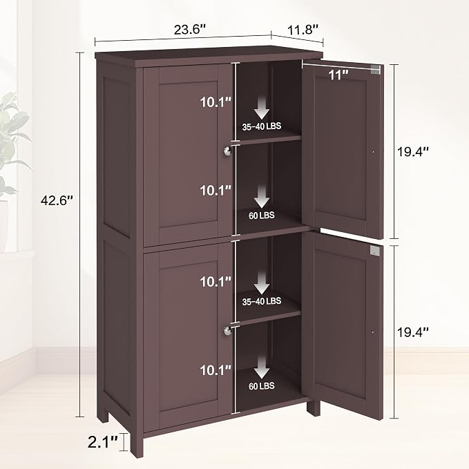 Nuturelly Bathroom Floor Storage Cabinet, Bathroom Organizers and Storage - Image 2