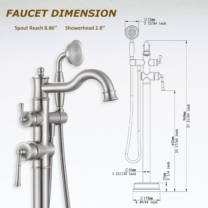 Freestanding Floor Mount Tub Filler - Image 4