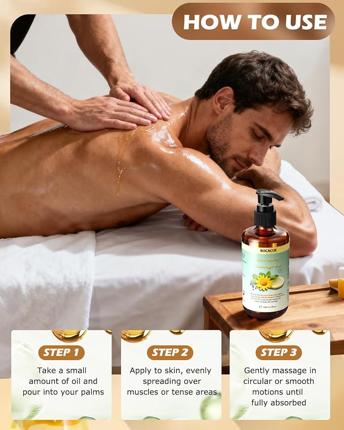 Sore Muscle Massage Oil for Massage Therapy, Arnica Oil for Muscle Relaxing & - Image 5
