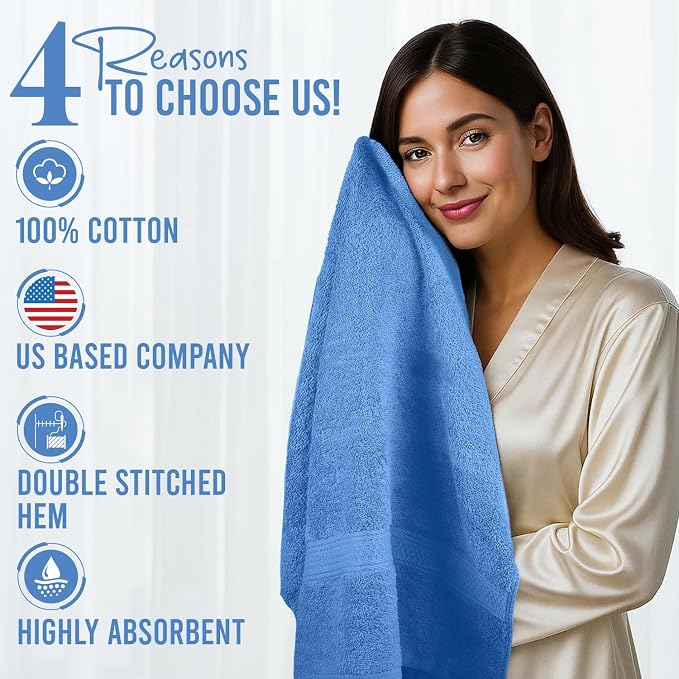RIVERSIDE 100% Ring Spun Cotton Large Bath Towels Set of 4, 27 x 54 Inches – - Image 5