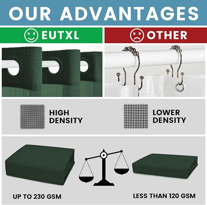 Dark Green Shower Curtain and Liner Set - Image 2