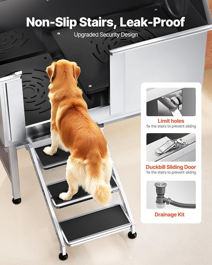 VEVOR Stainless Steel Dog Washing Station, Professional 50 inch Pet Grooming - Image 3
