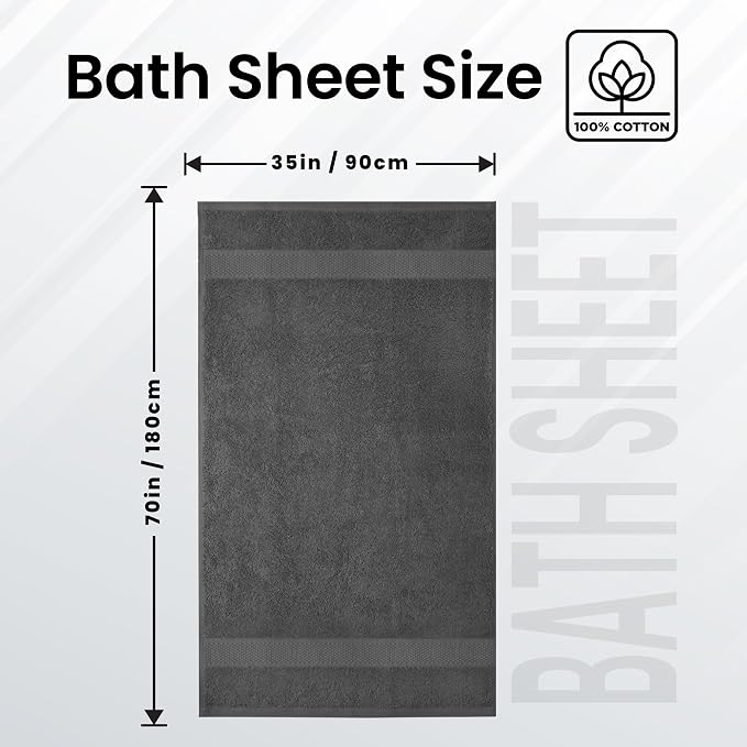 Infinitee Xclusives – Luxury Bath Sheets Towels – 1 Pack 600 GSM – 100% Ring - Image 2