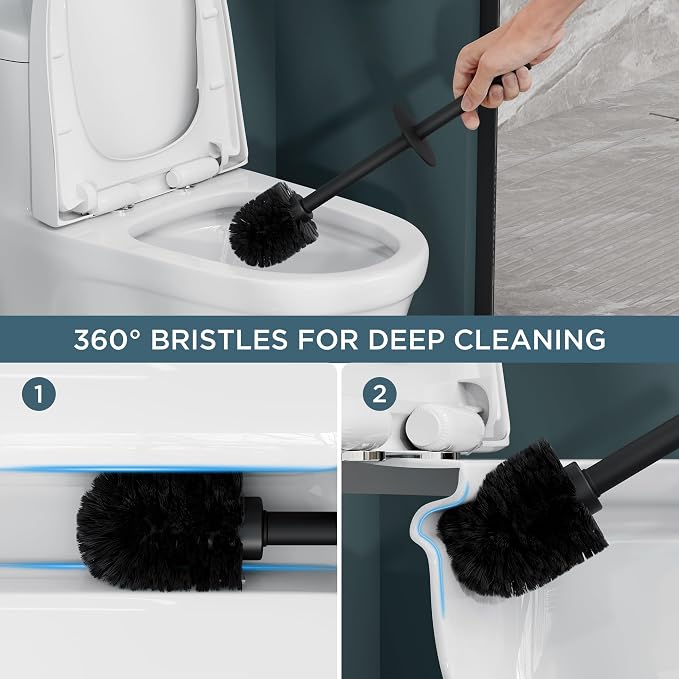 FORIOUS Toilet Brush and Holder Set, Heavy Duty 304 Stainless Steel Base Square - Image 5