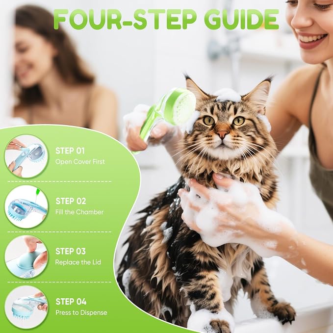 Pet Bath Brush with Shampoo Dispenser, Dog Bath Brush and Grooming Massage Brush - Image 3