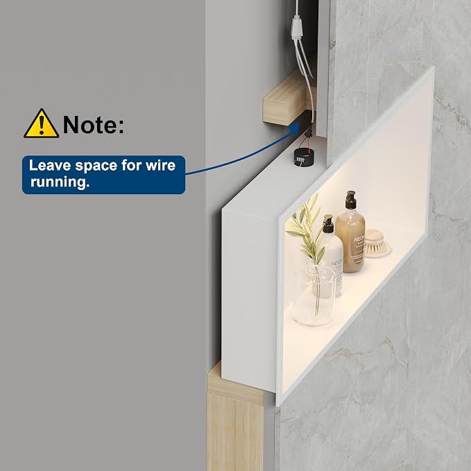 Neodrain Shower Niche with Non-dimmable LED Downlight, 24X12Inch White - Image 6