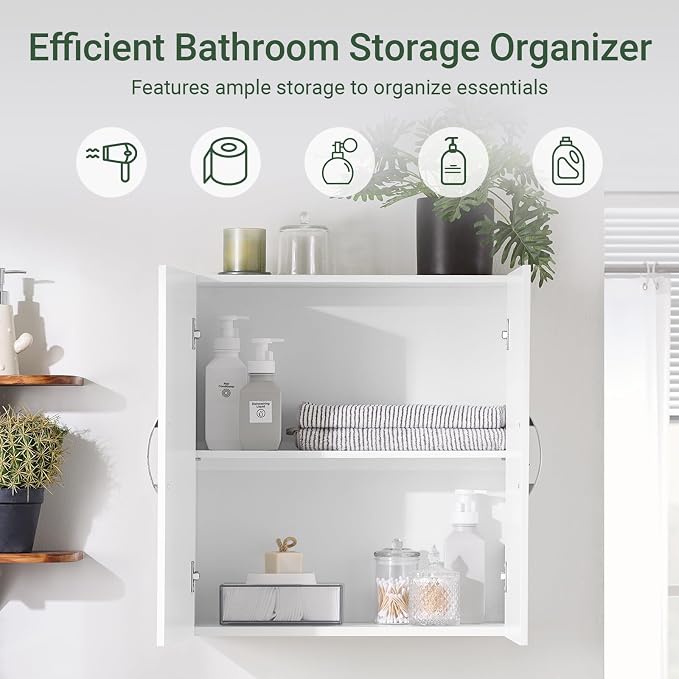 SoBuy Narrow Bathroom Wall Cabinet Over The Toilet Storage, Small Space Wall - Image 3