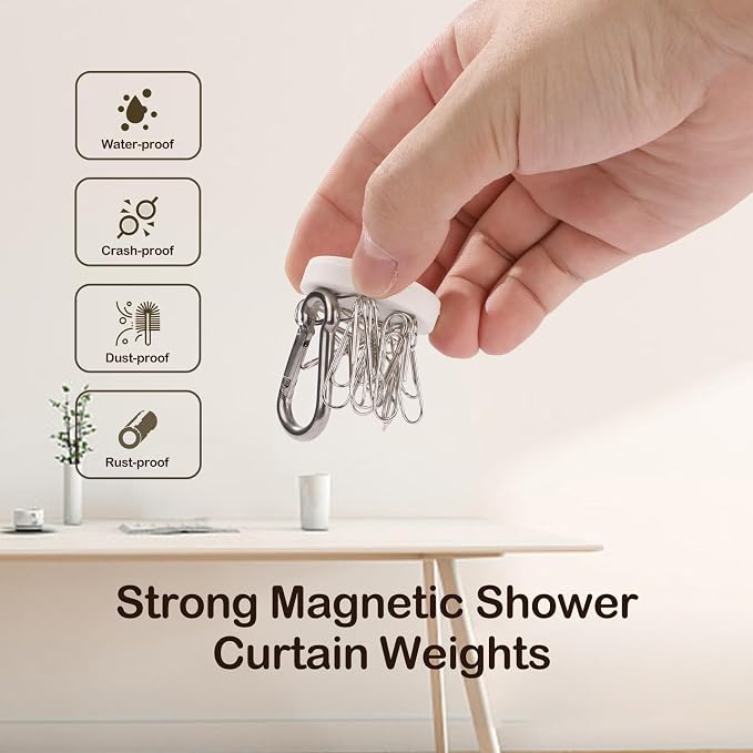 8 Pack Shower Curtain Weights, Rubber Covered Magnetic Curtain Weights - Image 4