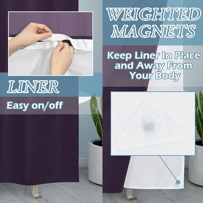 Purple Long Hotel Style Shower Curtain - Image 4
