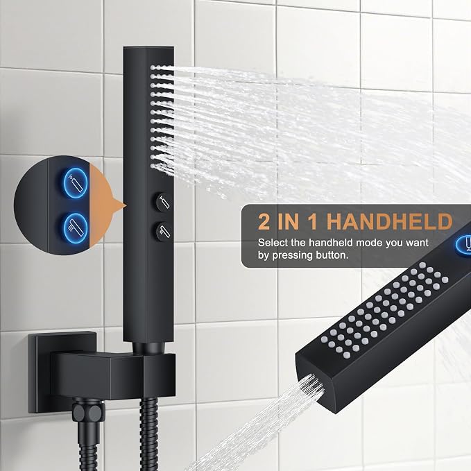 Shower Faucet Set, Ceiling Mount Shower System 12-inch & 6-inch Dual Shower - Image 4