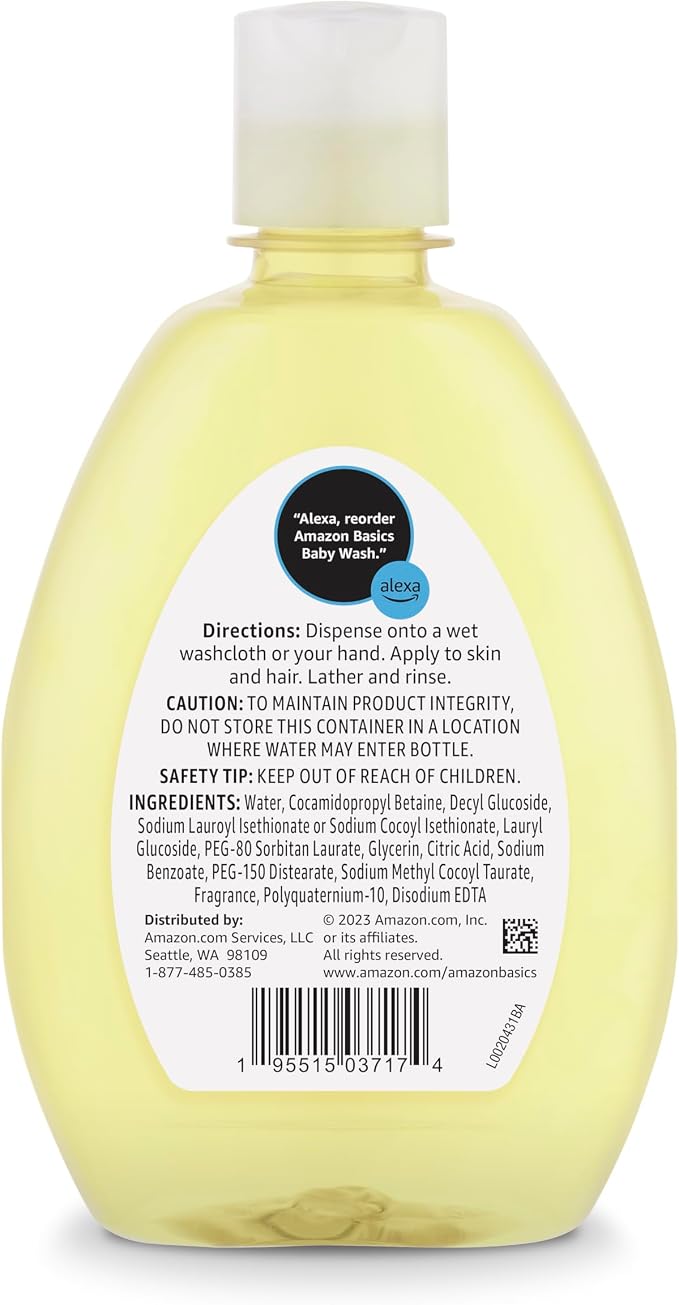 Amazon Basics Tear-Free Baby Hair and Body Wash, Lightly scented, 13.6 Fluid - Image 2