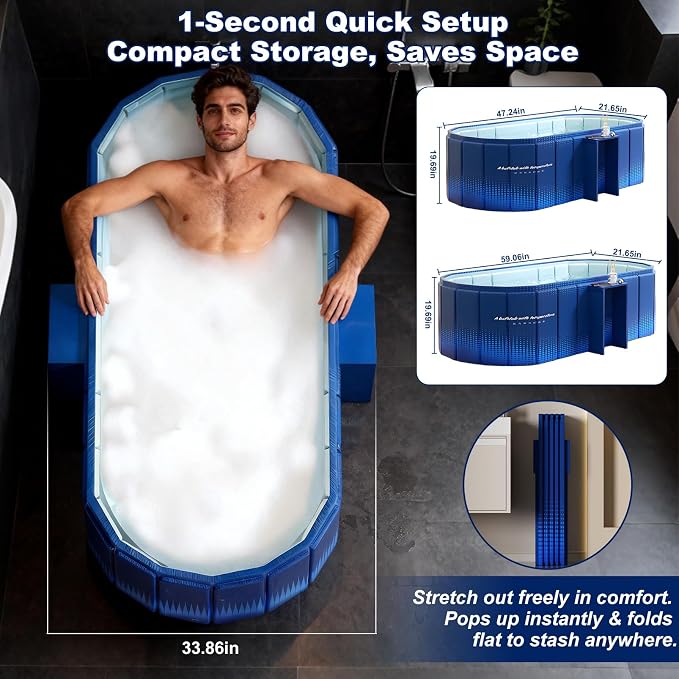 Portable Bathtub for Adult 59" Large Collapsible Cold Plunge Bathtub Foldable - Image 4