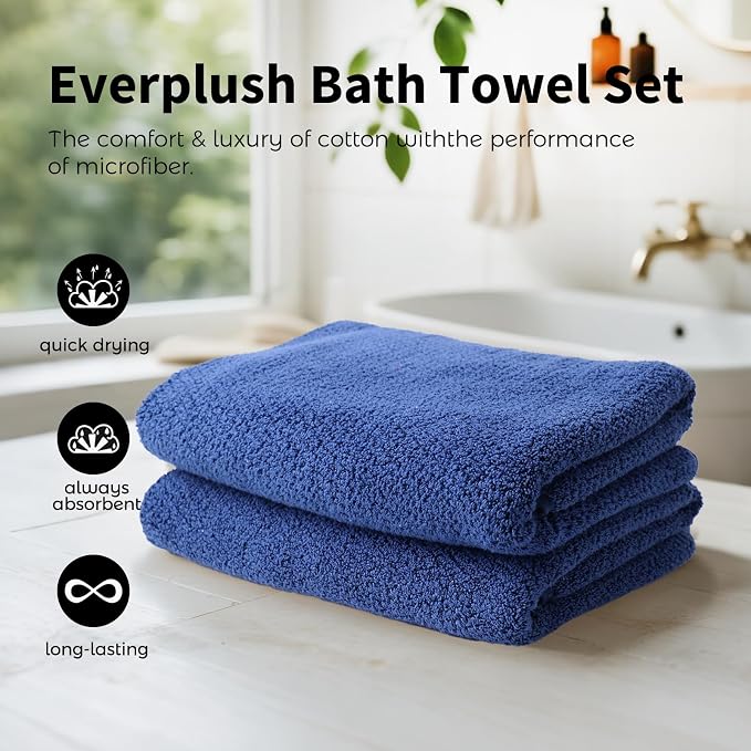 Everplush Diamond Collection 6-Piece Bath Sheet Towel Set, Soft Plush Jacquard - Image 3