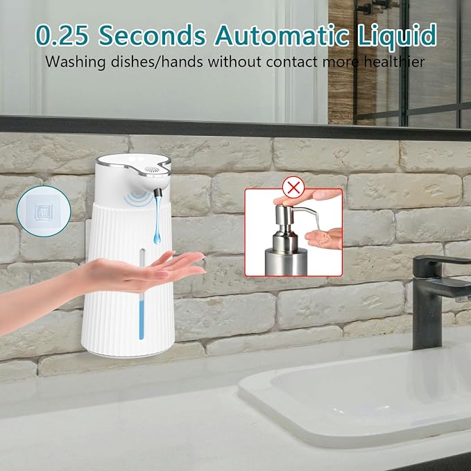 Automatic Liquid Soap Dispenser, 10.5oz/400ML Adjustable Wall Mount Touchless - Image 3