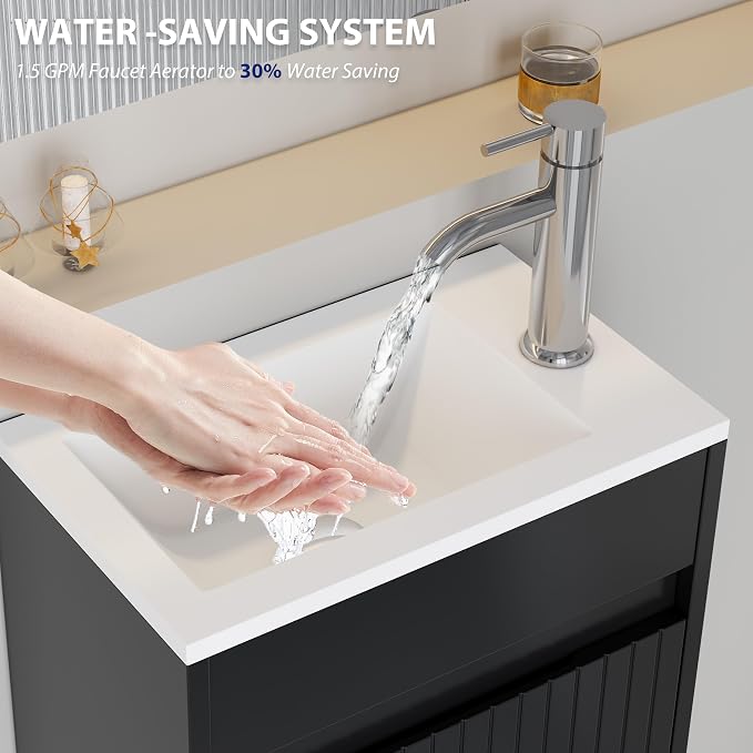 eclife 16" Small Bathroom Vanity Sink Combo, Modern Painted Wall Mounted - Image 6