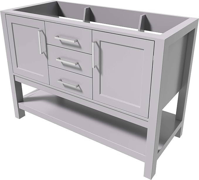 ARIEL 48" Grey Bathroom Vanity Base Cabinet, 2 Soft Closing Doors and 2 - Image 6