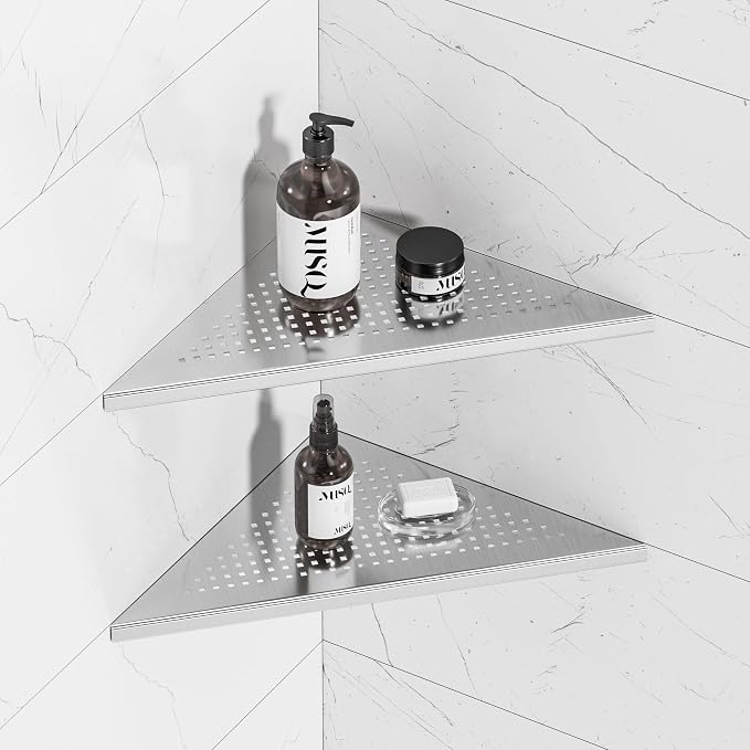 Neodrain 12 Inch Brushed Corner Wall Shelf Set of 2, Floating Corner Shelves by Neodrain