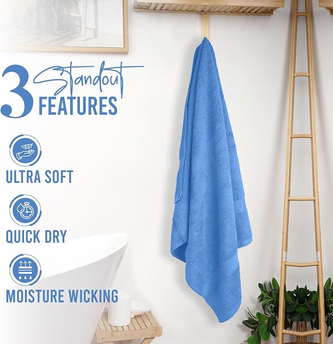 RIVERSIDE 100% Ring Spun Cotton Large Bath Towels Set of 4, 27 x 54 Inches – - Image 7