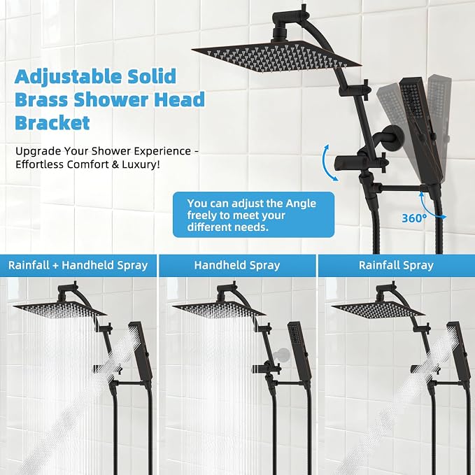 Hibbent All Metal CUPC Certified 8'' Rain Shower Head, Dual Shower Head Combo - Image 7
