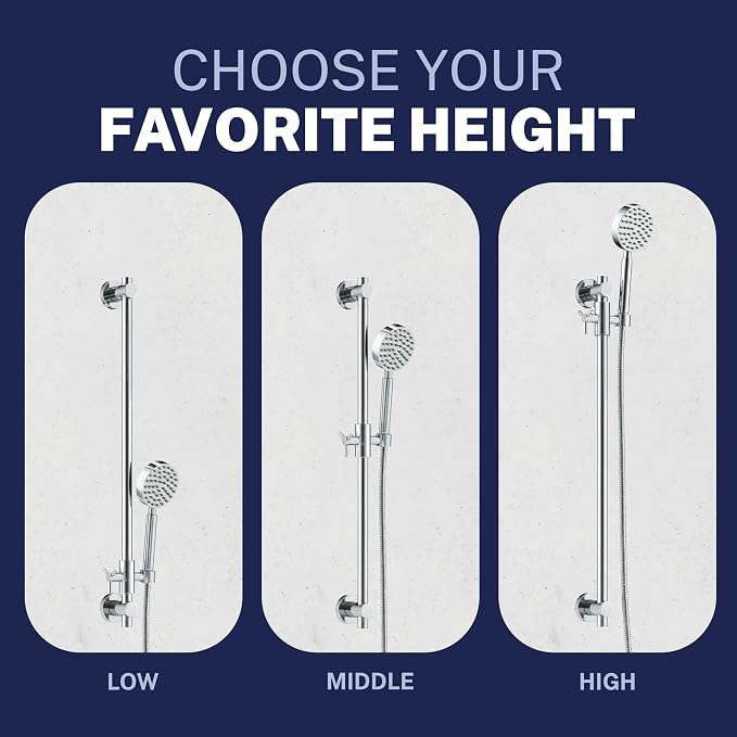 HammerHead Showers® SOLID METAL 27.5 Inch Shower Slide Bar Set and Handheld - Image 6