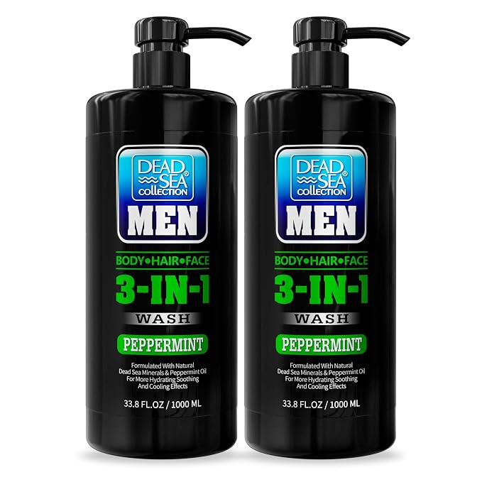 Dead Sea Collection Mens Body Wash 3 in 1 – Peppermint Body Wash by DeadSeaCollection