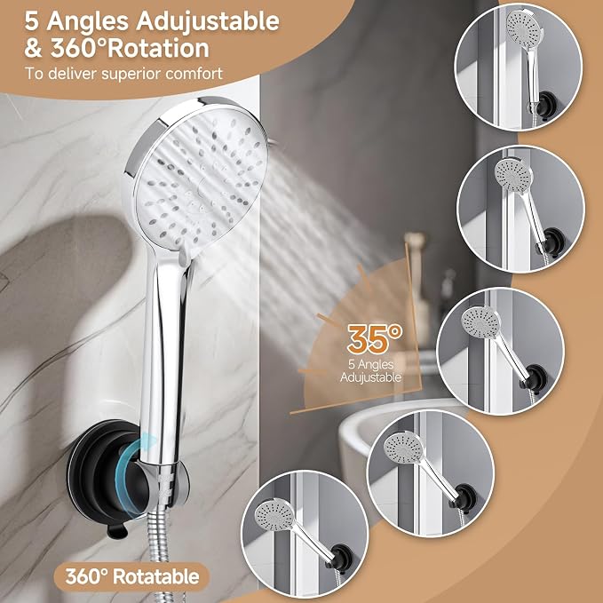 Shower Head Holder Suction, Adjustable Shower Head Holder Removable Suction Cup - Image 3