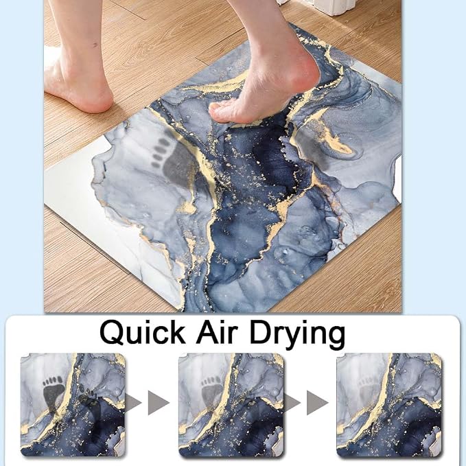 Bath Mat Rug, Gilt Marble Non Slip Quick Dry Super Absorbent Thin Bathroom Rugs - Image 4