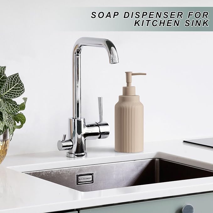 Modern Ceramic Soap Dispenser for Bathroom，14oz Ceramic Soft Touch Hand Lotion - Image 6