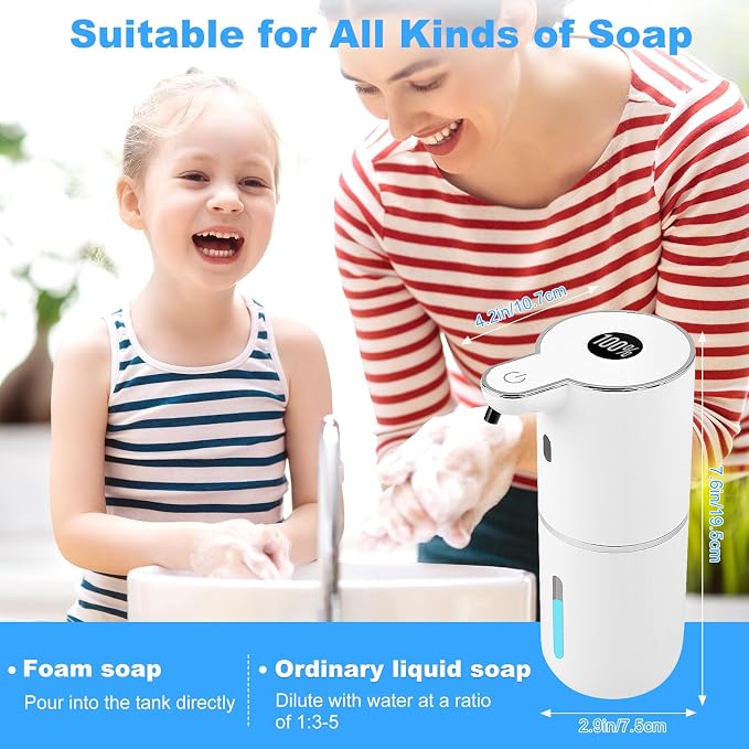 Automatic Soap Dispenser Touchless, Rechargeable Foaming Hand Soap Dispenser - Image 2