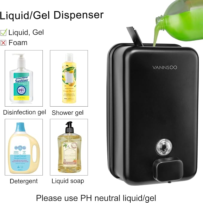 Wall Mounted Hand Soap Dispenser Bathroom, 1200ml 40oz Commercial Stainless - Image 6