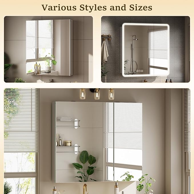 Bathroom Medicine Cabinet with Mirror, 36 Inch x 26 Inch Bathroom Mirror - Image 5