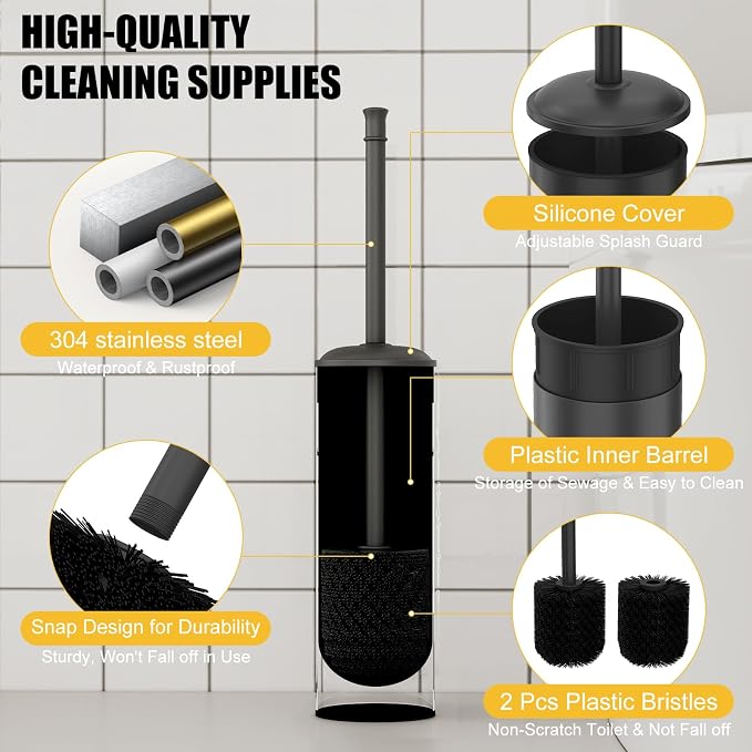 BESy Toilet Brush and Holder, Toilet Cleaner Bowl Set - Image 3