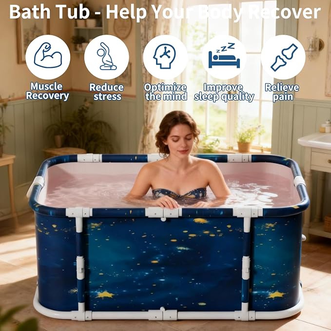 Portable Foldable Ice Bath Tub, Large Portable Soaking Bath Tub - Image 2