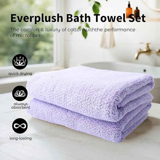 Everplush Diamond Collection 6-Piece Bath Sheet Set, Soft Plush Jacquard Luxury - Image 3
