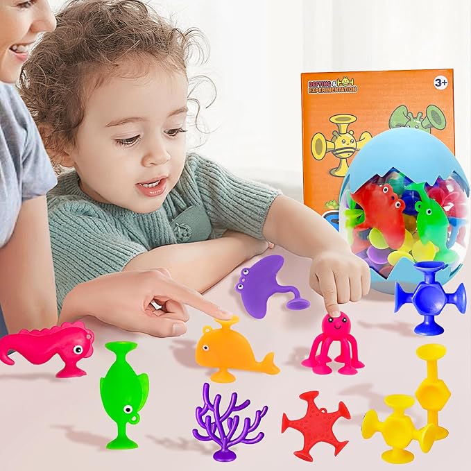 32PCS Suction Cup Bath Toys for Kids Ages 1-3 Ocean Animal Suction Bath Toys - Image 7