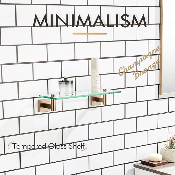 KOKOSIRI Wall Shelves Bathroom Hardware Glass Floating Shelf Small Hanging Rack - Image 4