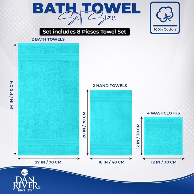 DAN RIVER 8 PC Luxury Bath Towels - Image 2