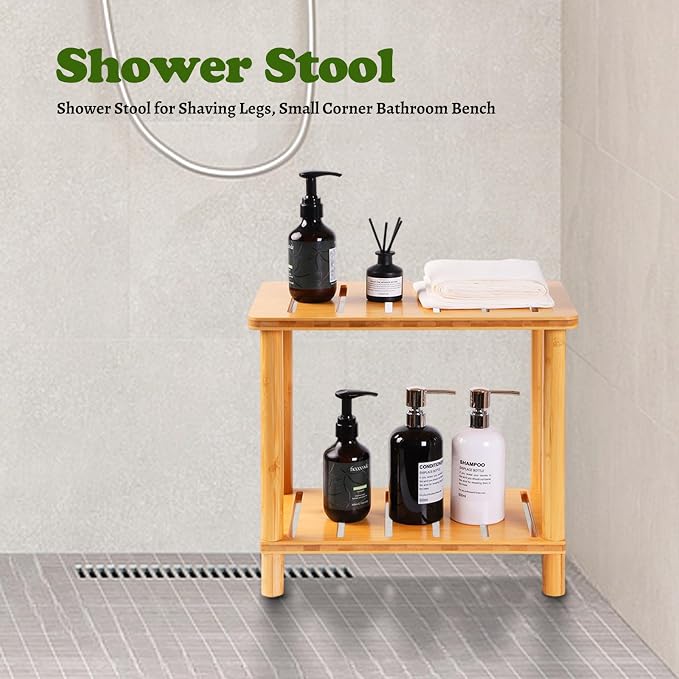 Bamboo Shower Bench Stool, Shower Stool - Image 5