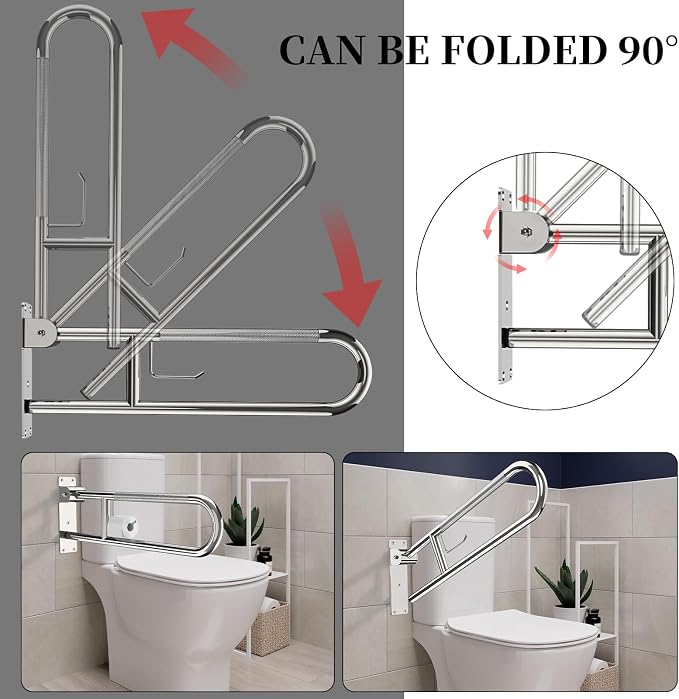 Toilet Grab Bar 30.3 Inch, YuanDe Flip Up Grab Bar - Image 4