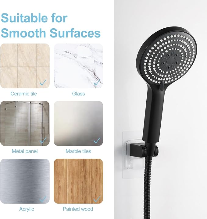 OFFO Shower Head Holder, Strong Adhesive Shower Hooks, 40° Adjustable - Image 5