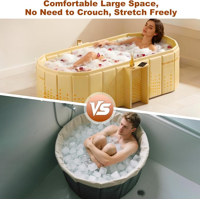 Portable Bathtub for Adult 59" Large Collapsible Cold Plunge Bathtub Foldable - Image 3