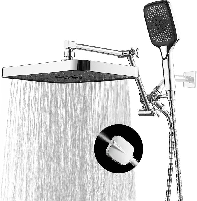 14 Inch Rain Shower Head with Handheld Spray Combo and Extention Arm, Rainfall by JcrobforBetterLife